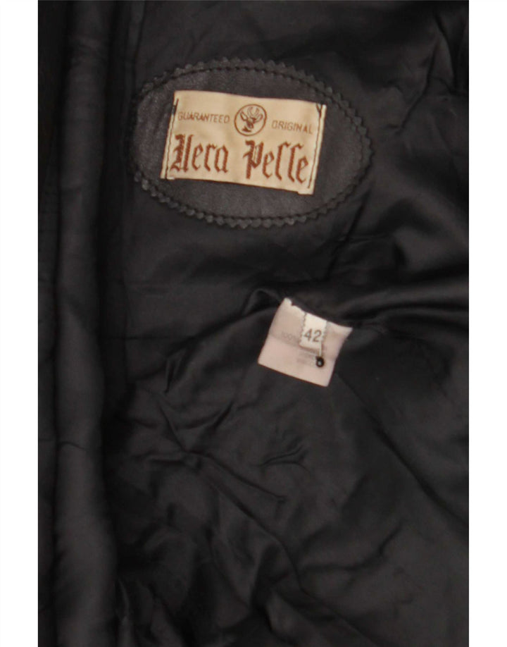 Vintage Womens 2 Button Leather Blazer Jacket IT 42 Medium Black