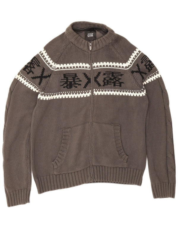 ON Tantum Damen-Cardigan mit durchgehendem Reißverschluss, UK 20 2XL, graue Fair-Isle-Baumwolle
