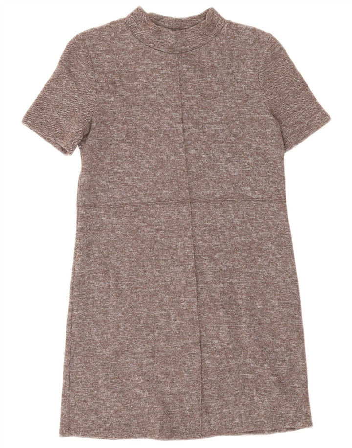 Abito a trapezio da donna Zara UK 10 Piccolo poliestere screziato marrone