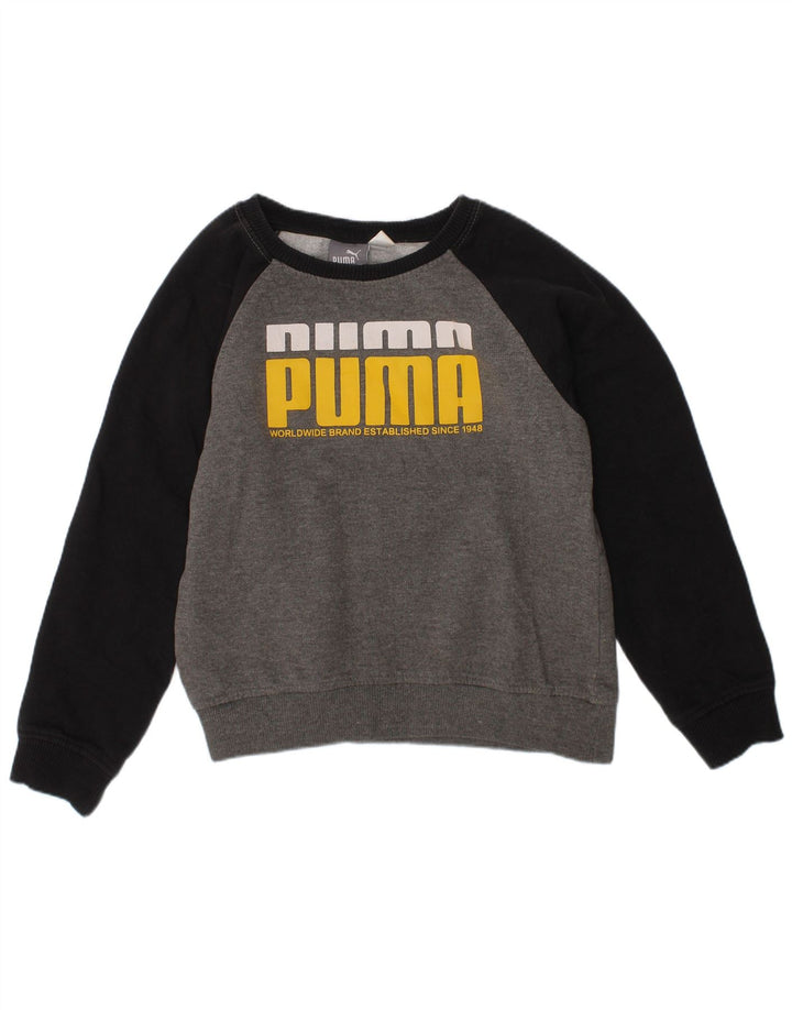 Chłopięca bluza z grafiką Puma, 5-6 lat, szara bawełna