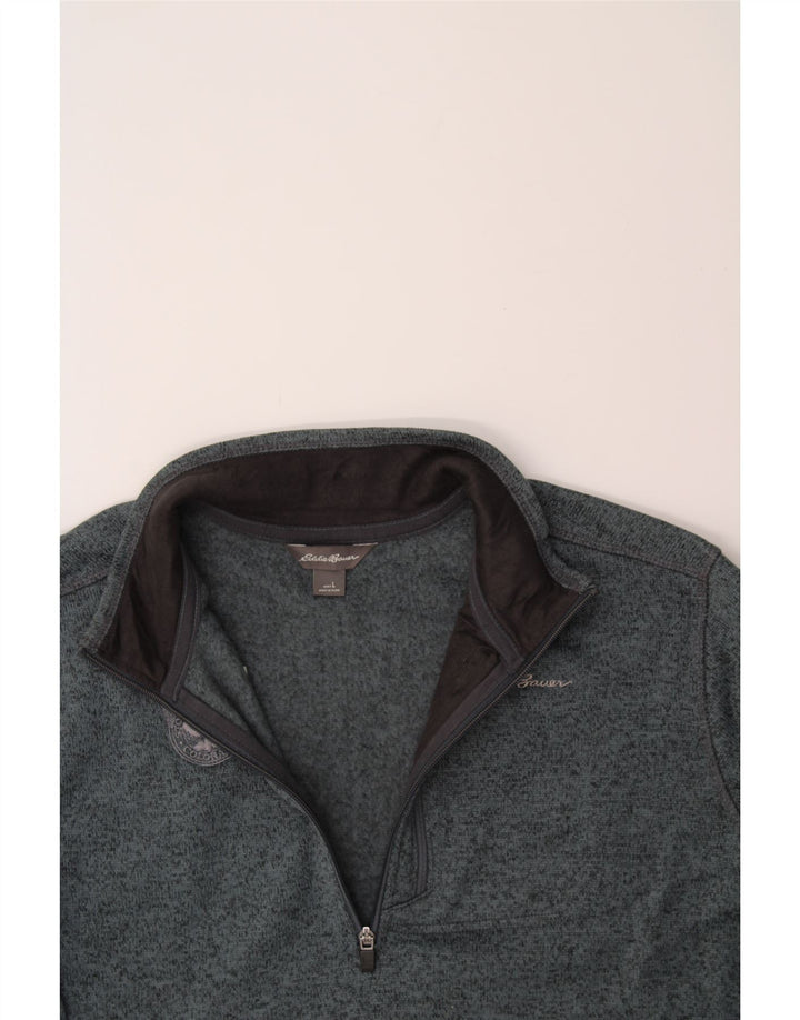 EDDIE BAUER Mens Zip Neck Pullover Tracksuit Top Large Green Polyester Vintage Eddie Bauer and Second-Hand Eddie Bauer from Messina Hembry 