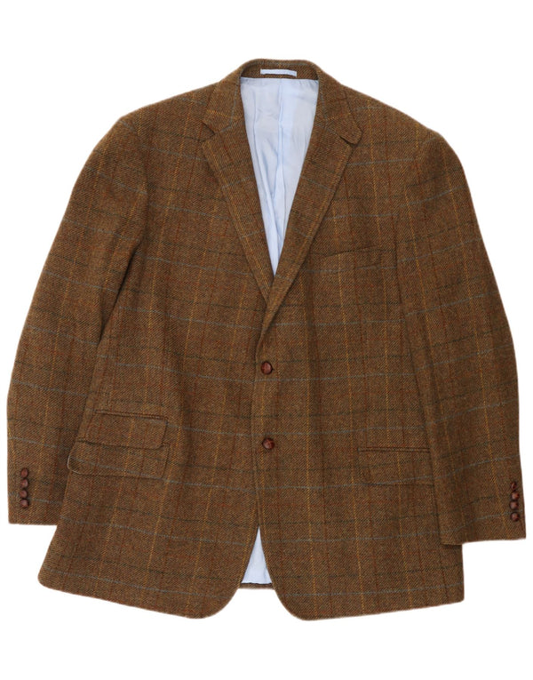 Marks & Spencer Mens 2 Button Blazer Jacket UK 48 2XL Brown Check Wool