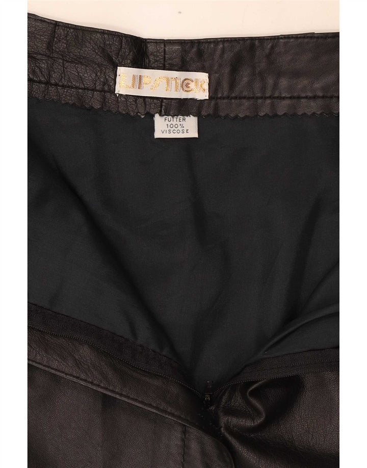 Falda de cuero vintage para mujer W28 Negro medio