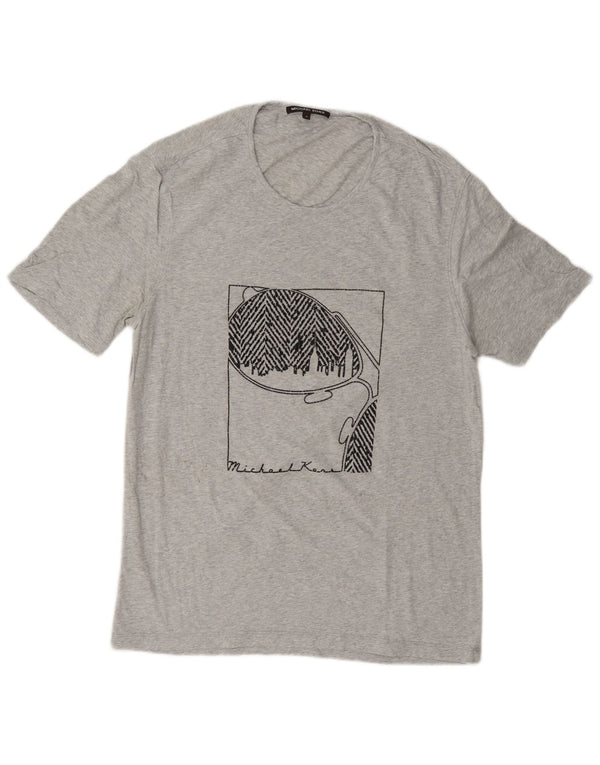 Michael Kors Herre grafisk T-shirt Top Medium Grey Flecked