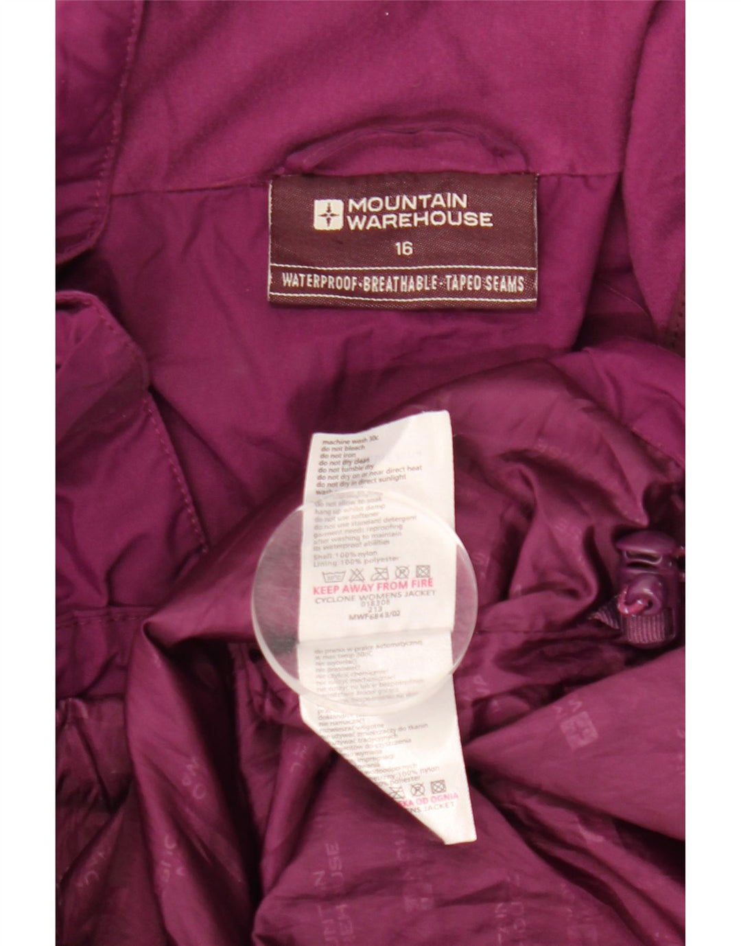 Mountain Warehouse Womens Rain Jacket UK 16 Large Purple Colourblock Nylon