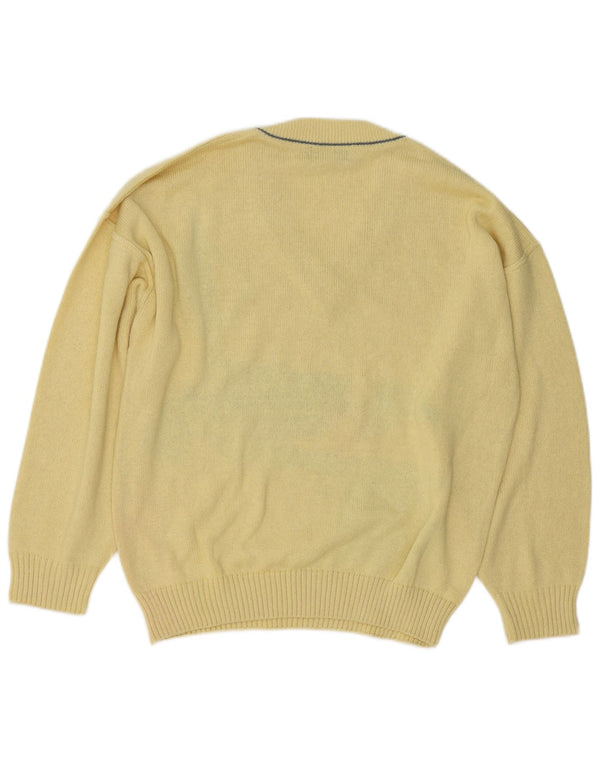 Maglione da uomo con scollo a V Dardano IT 52 Large in cotone geometrico giallo