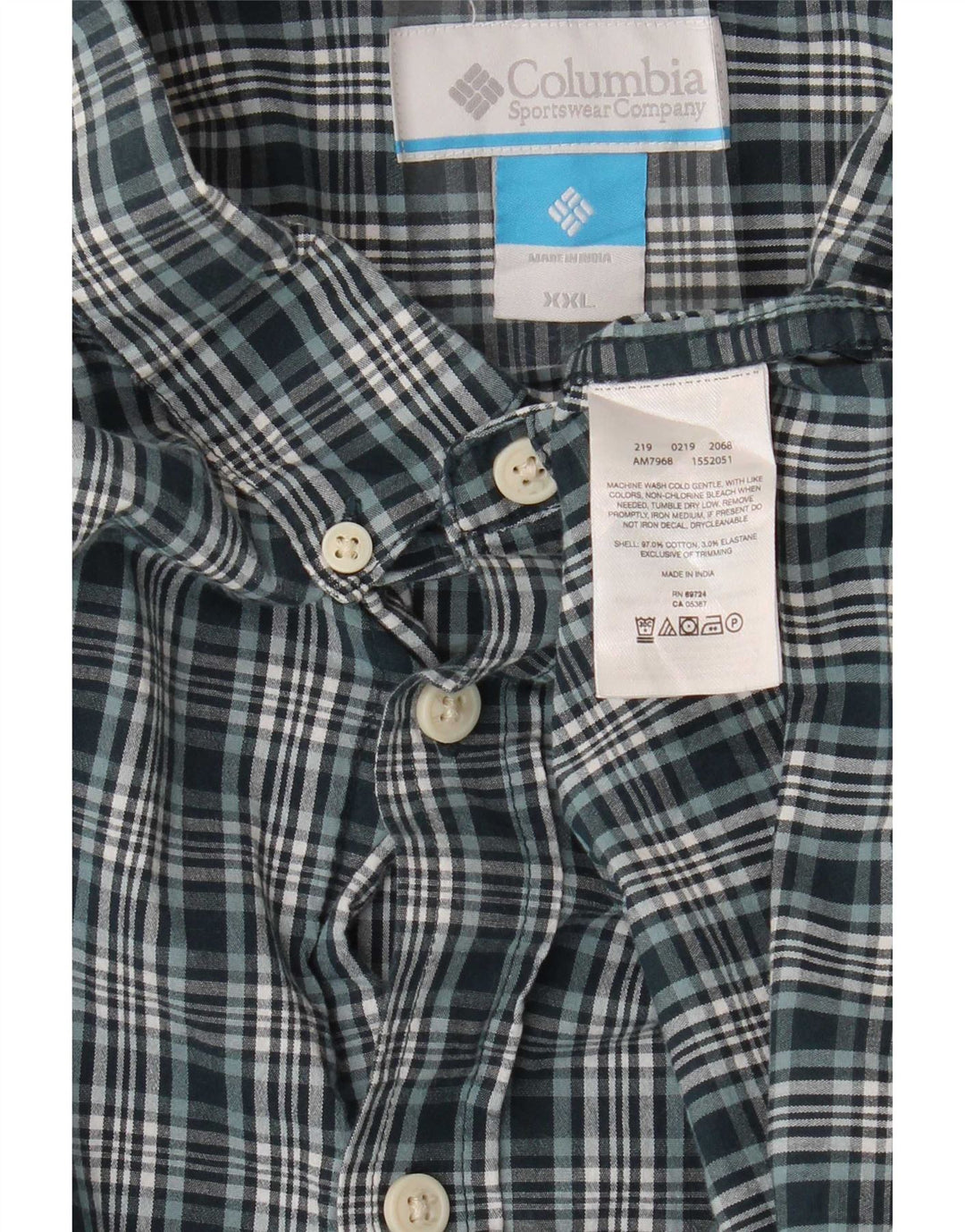 Camicia da uomo Columbia 2XL cotone a quadri verdi