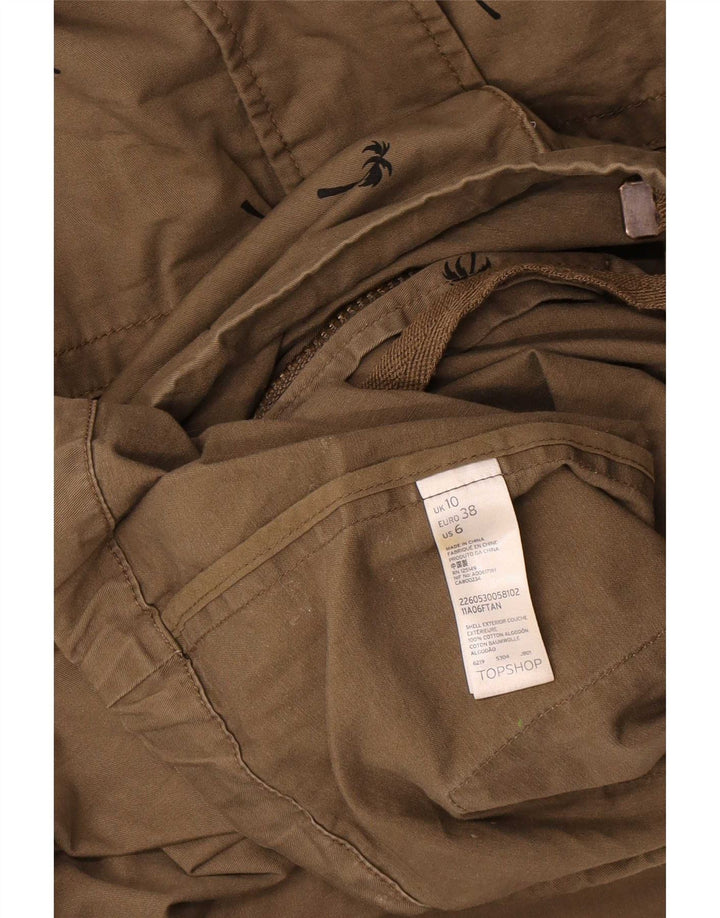 Topshop Womens Oversized Abstract Pattern Utility Jacket UK 10 Small Khaki