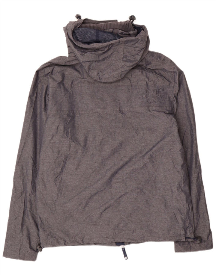 SUPERDRY Mens Hooded Windbreaker Jacket UK 40 Large Grey Nylon