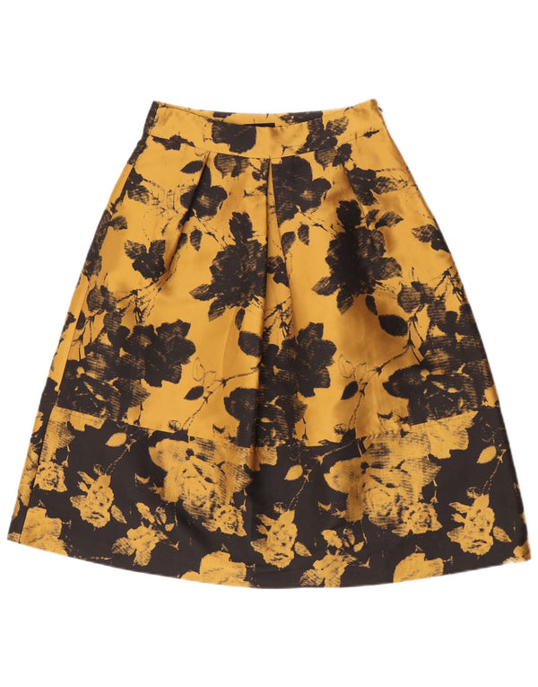 Max & Co. Kvinder A-linje nederdel med høj talje UK 10 Small W26 Yellow Floral