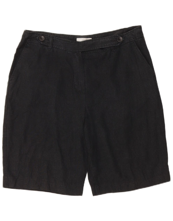 Marks & Spencer Womens Casual Shorts UK 16 Large W34 Black Linen