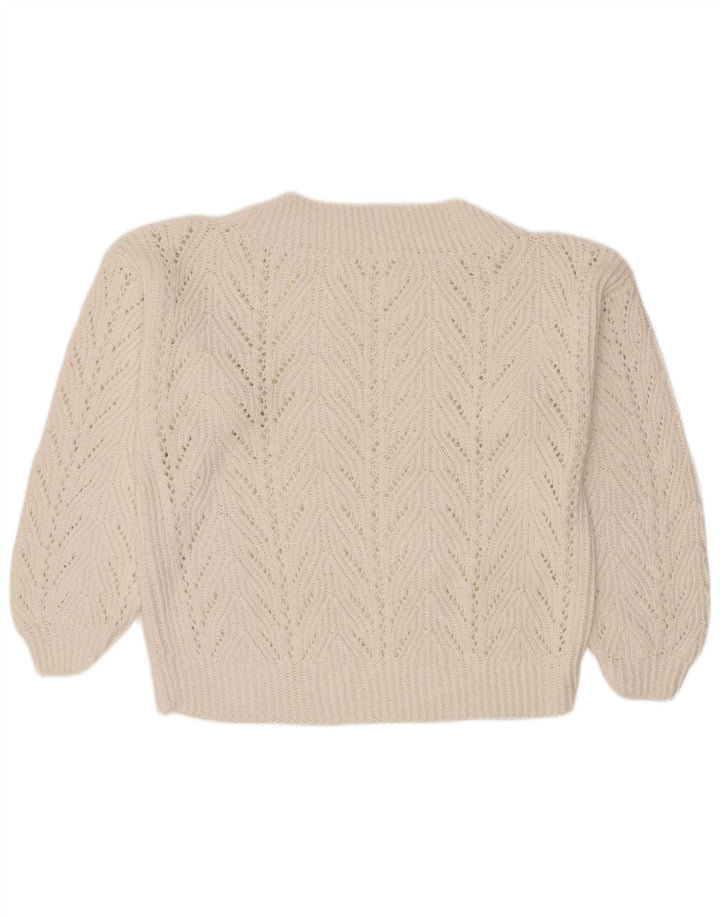 Vintage Womens Turtle Neck Jumper Sweater UK 14 Large White
