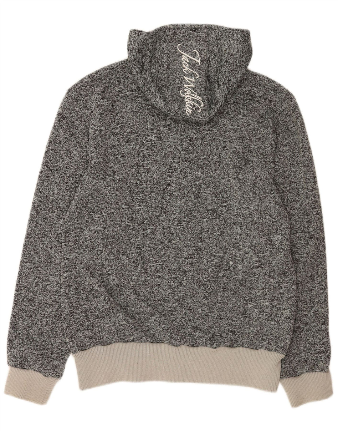 Jack Wolfskin Mens Graphic Zip Hoodie Sweater Large Grey Flecked Polyester