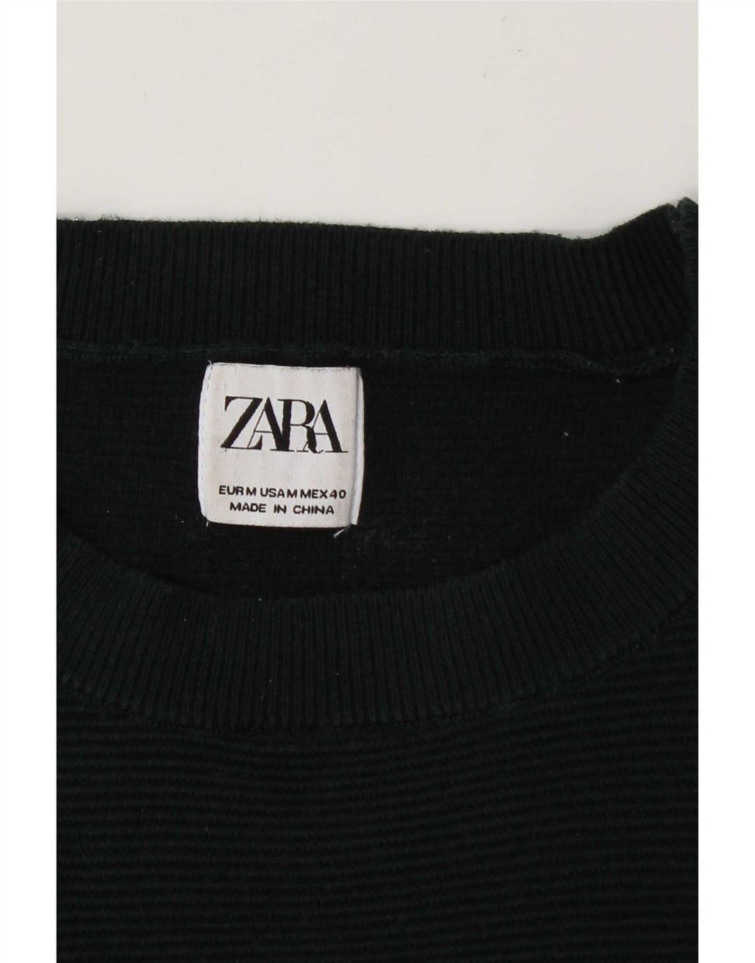 Zara Pull Col Ras Du Cou Homme Vert Moyen