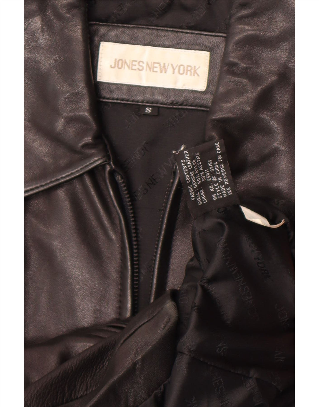 Jones New York Womens Leather Jacket UK 10 Small Black Leather