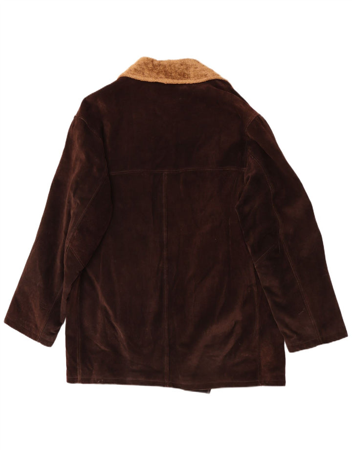 Pardesiu din piele intoarsa pentru barbati vintage IT 52 XL din piele maro