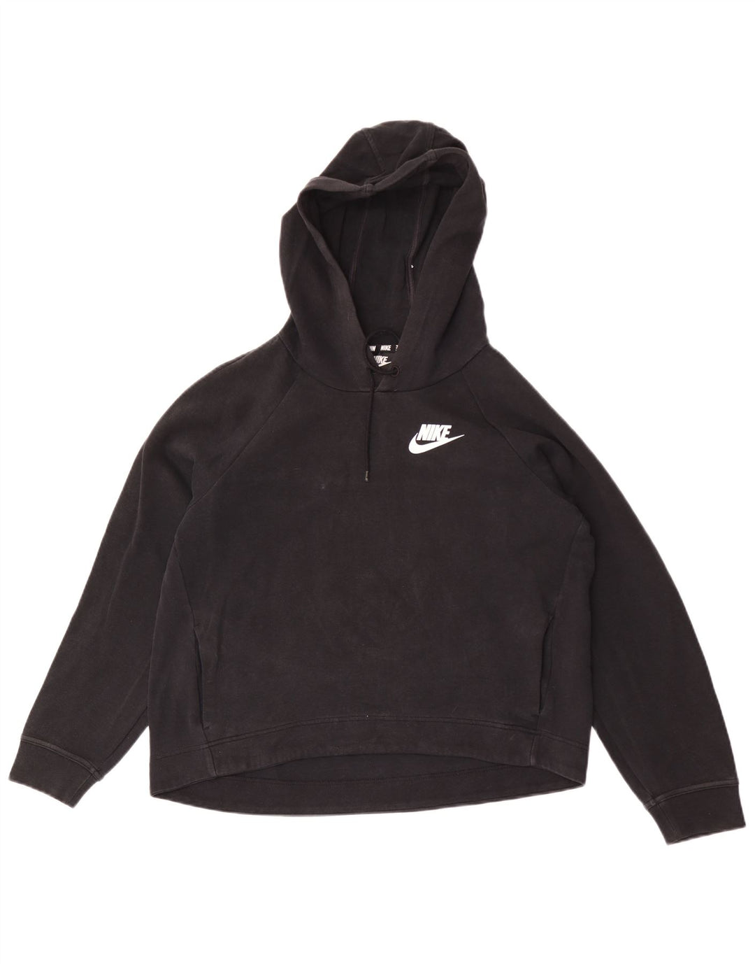 Nike Womens Graphic Hoodie Jumper UK 14 Medium Black