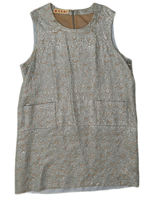 Ärmelloses Etuikleid für Damen von Marni, Gr. 46, Größe L, Silber, Blumenmuster