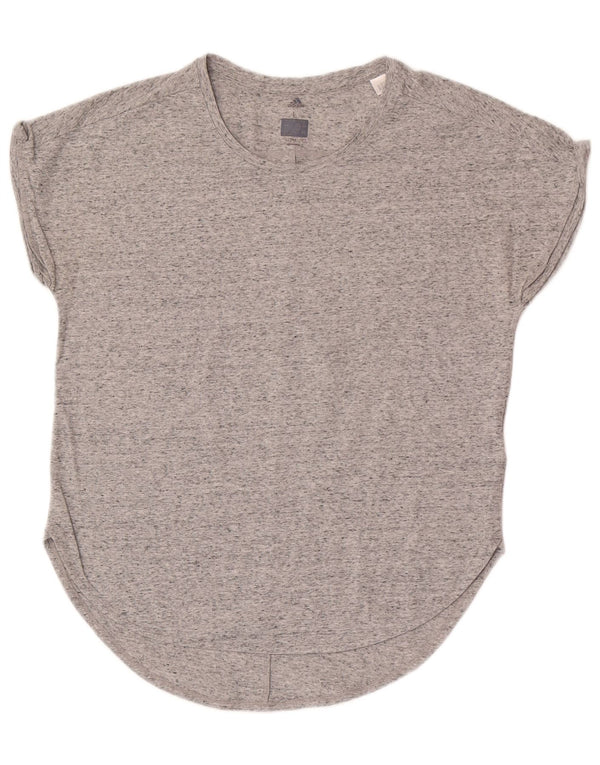 Adidas Womens Climalite T-Shirt Top UK 16/18 Large Grey Flecked Cotton