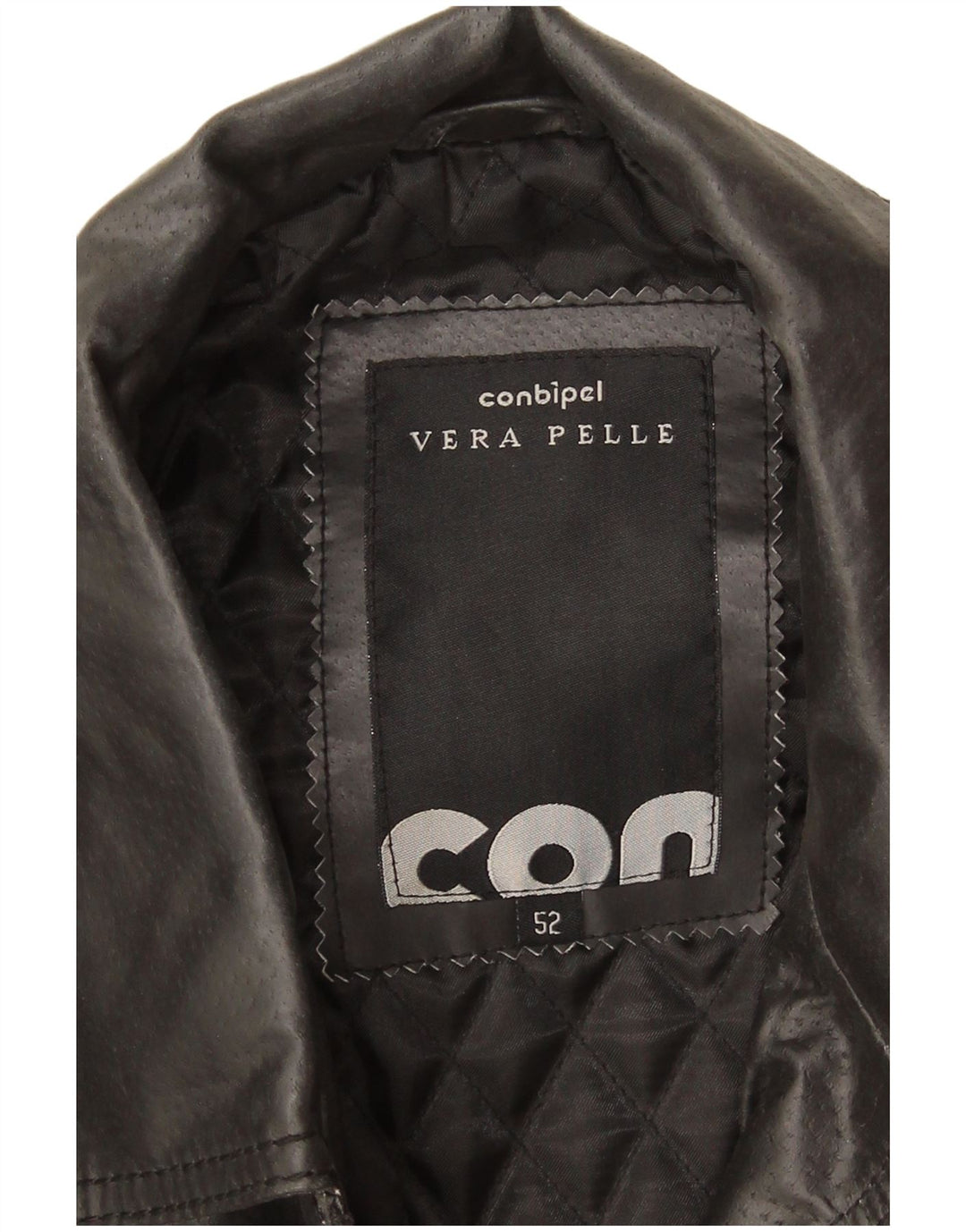 Conbipel Mens Leather Jacket IT 52 Large Black Leather