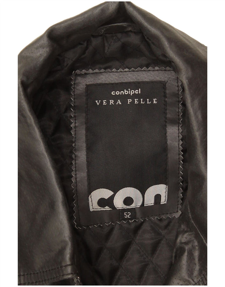 Conbipel Mens Leather Jacket IT 52 Large Black Leather