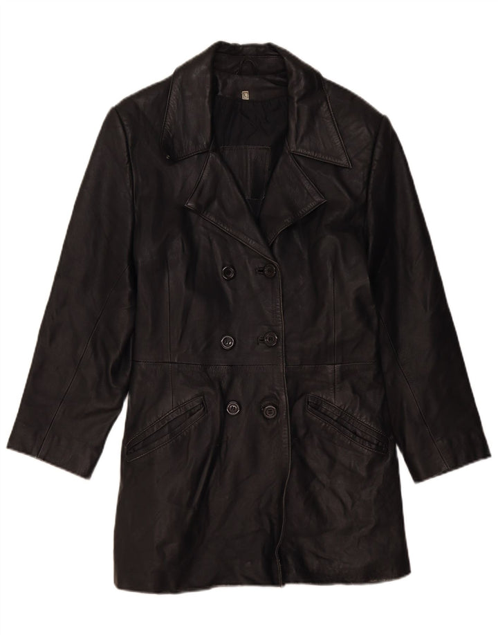Cappotto in pelle da donna VINTAGE UK 14 Grande pelle nera