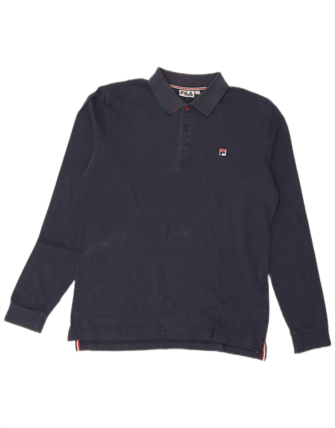FILA Mens Long Sleeve Polo Shirt Medium Navy Blue Cotton