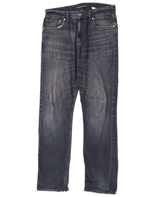 Jeans dritti da uomo Calvin Klein W32 L32 cotone blu navy