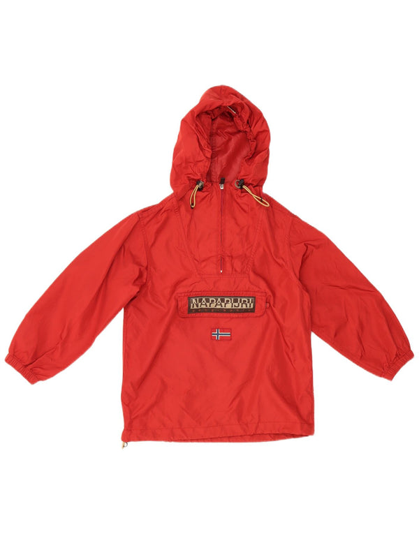 NAPAPIJRI Boys Geographic Graphic Hooded Rain Jacket 5-6 Years Red Nylon