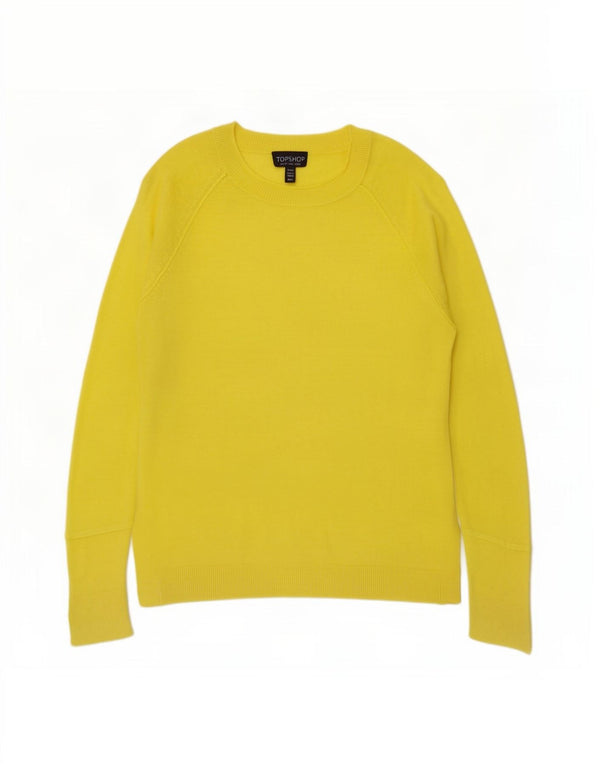 Topshop Womens Oversized Crew Neck Jumper Sweater UK 8 Small Yellow Viscose