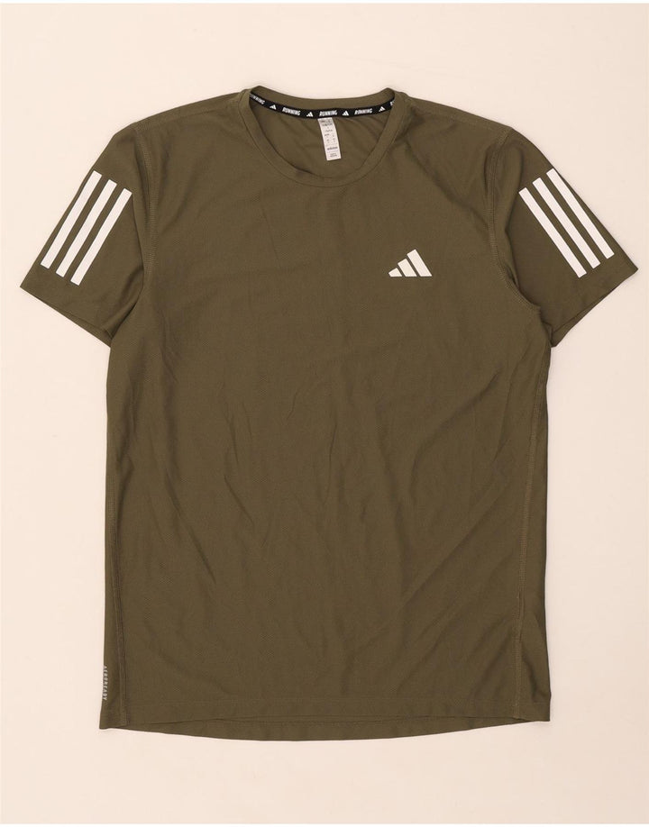 Adidas Mens T-Shirt Top Small Khaki Polyester