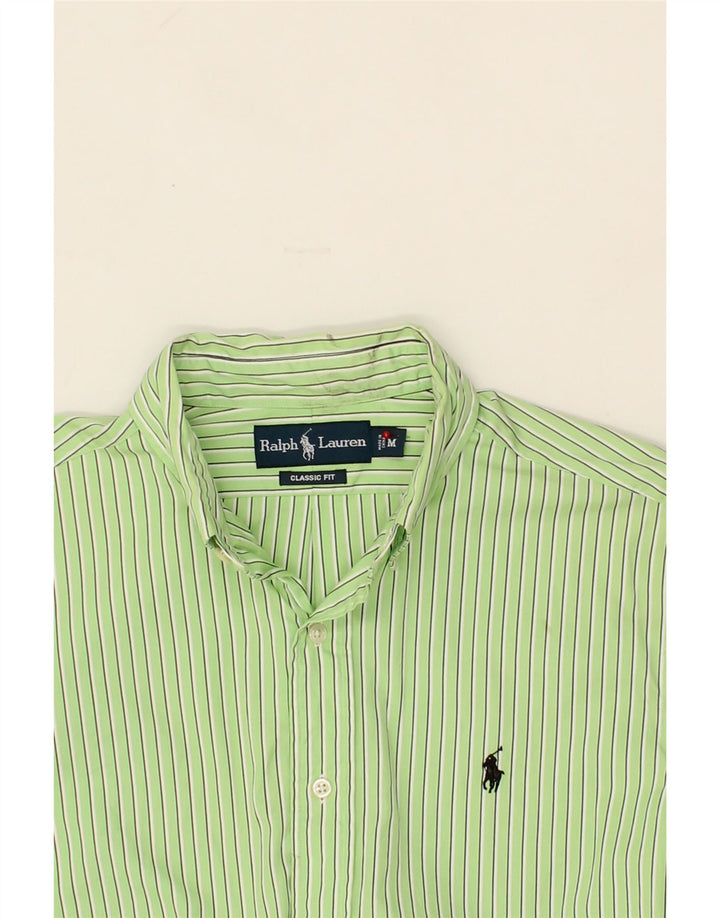 RALPH LAUREN Mens Classic Fit Shirt Medium Green Striped Cotton