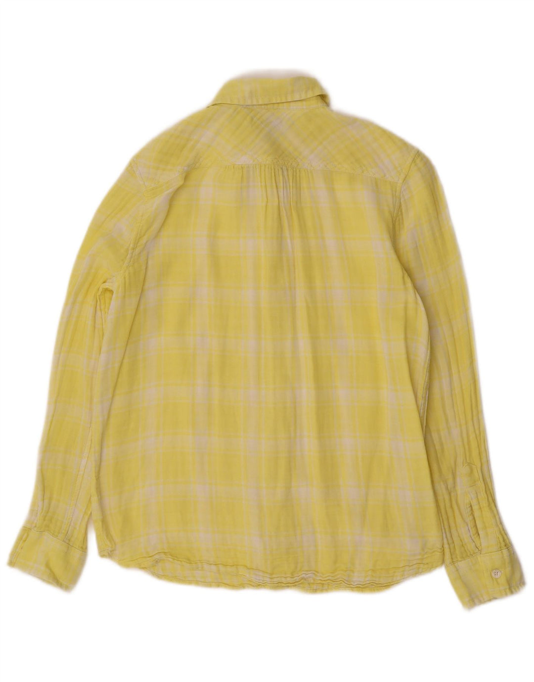 LANDS END Womens Shirt UK 14 Large Yellow Check