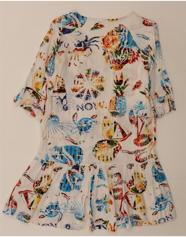 Desigual Womens Graphic A-Line Dress UK 10 Small White Animal Print Viscose