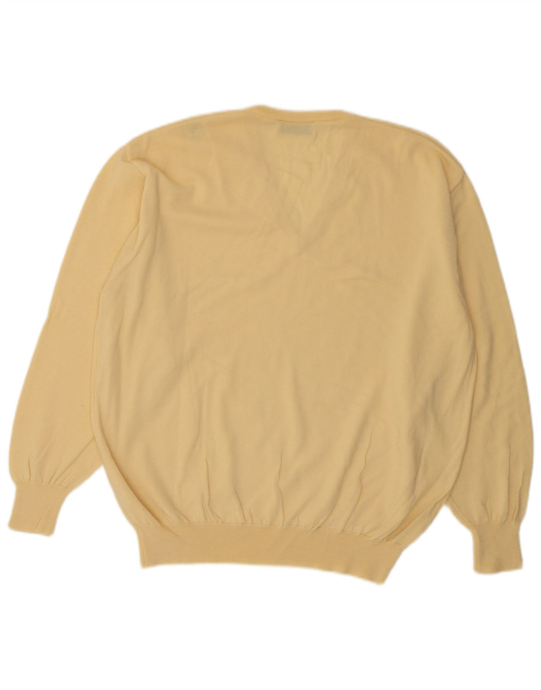 Maglione Supermaglia Uomo Scollo a V Lana Giallo Medio