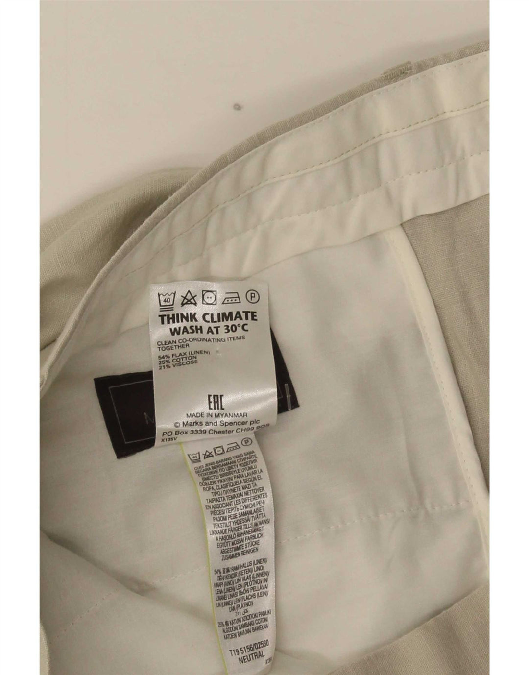 Marks & Spencer Mens Regular Fit Chino Trousers W36 L33 Beige Flax