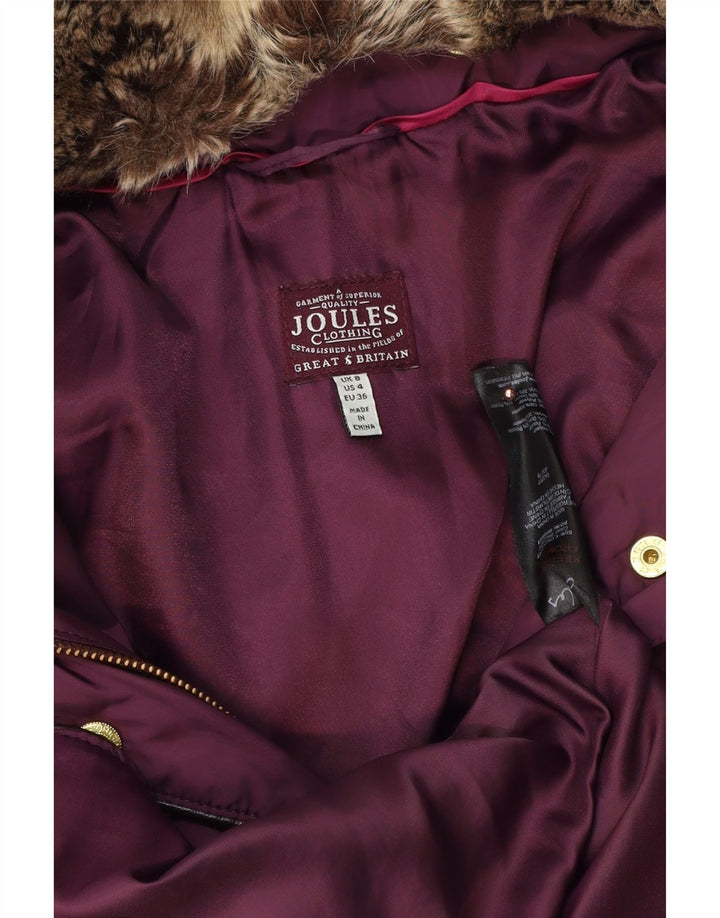 JOULES Womens Oversized Hooded Padded Coat UK 8 Small Purple Polyester