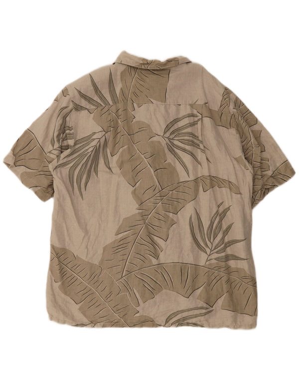 Nautica Camisa de manga corta para hombre de lino floral gris grande