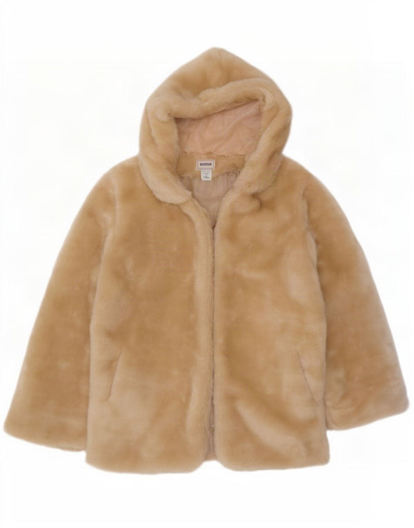 Euronova Womens Hooded Faux Fur Overcoat IT 46/48 Large Off White Acrylic
