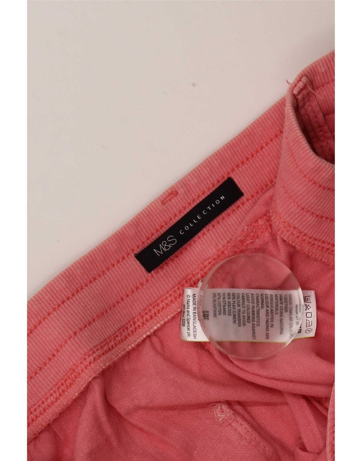 Marks & Spencer Womens Shorts UK 14 Large W34 Pink Linen
