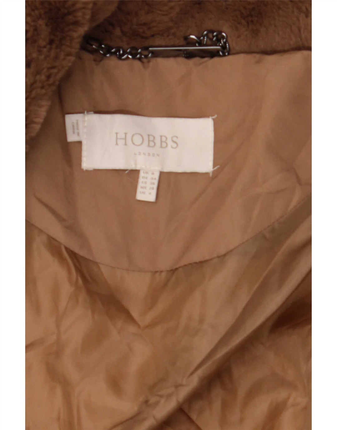 Женское стеганое пальто Hobbs UK 8, маленькое коричневое полиэстер с цветными блоками