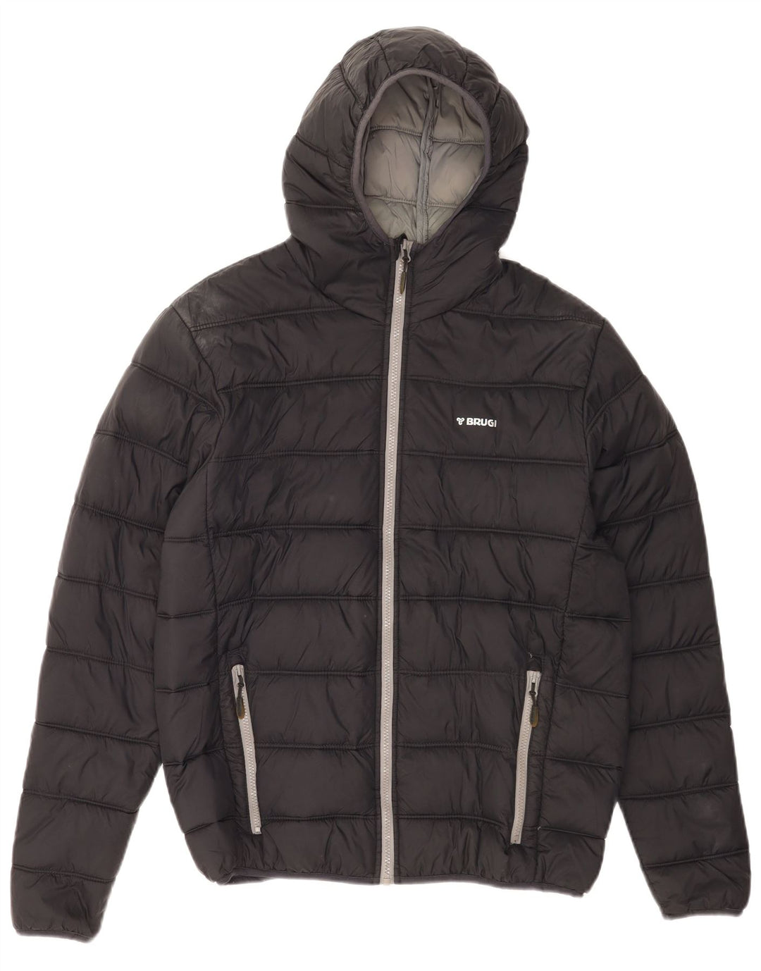 Brugi Mens Hooded Padded Jacket IT 52 XL Black Polyamide