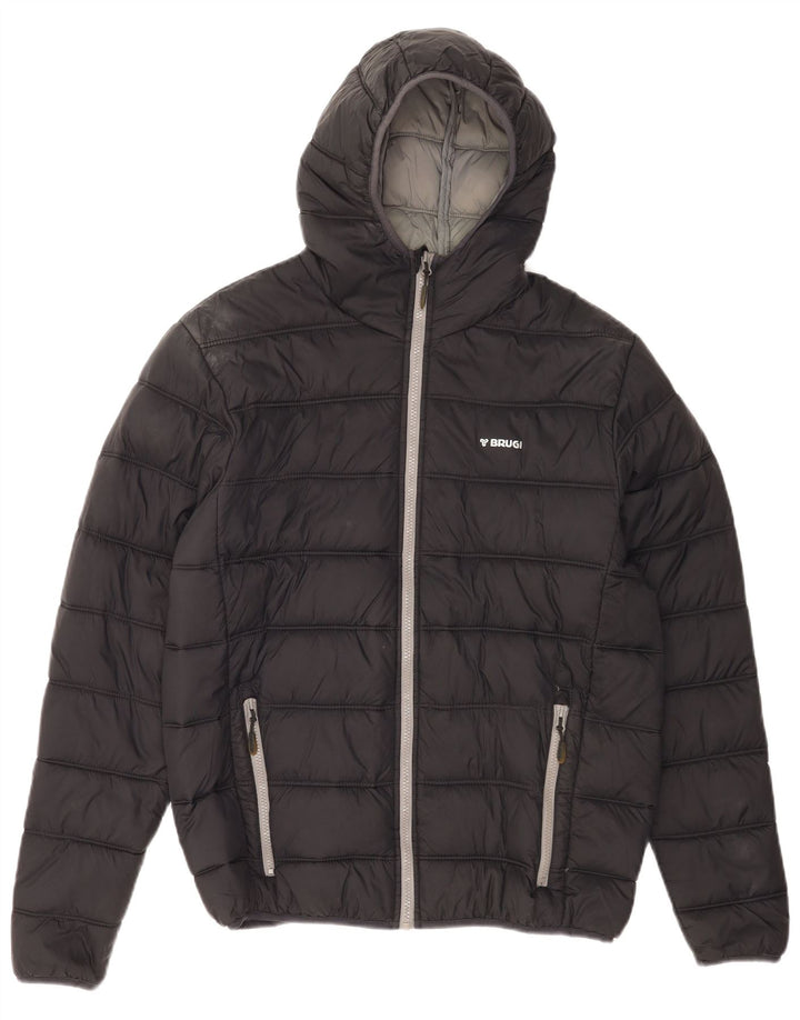 Brugi Mens Hooded Padded Jacket IT 52 XL Black Polyamide