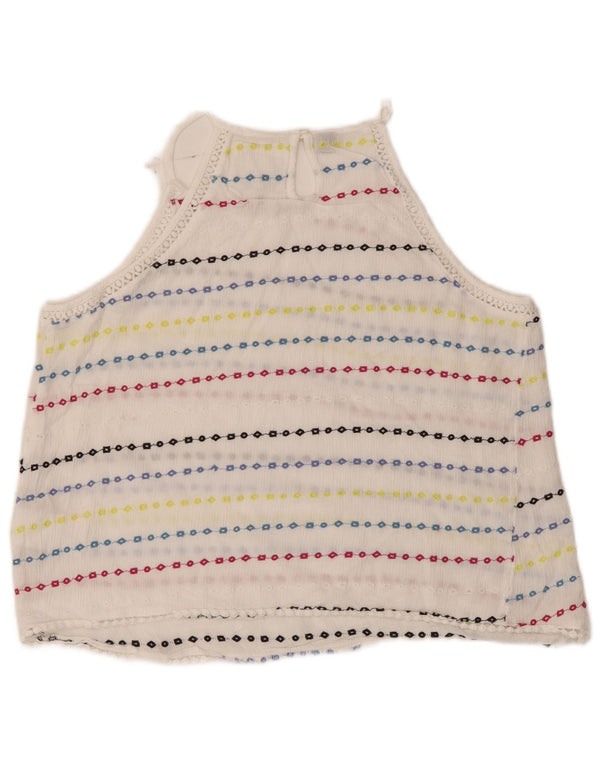 Top corto da donna Superdry UK 10 piccolo in viscosa a righe bianche