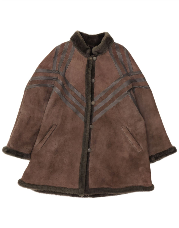 Vintage Dame Shearling Coat UK 14 Medium Grey