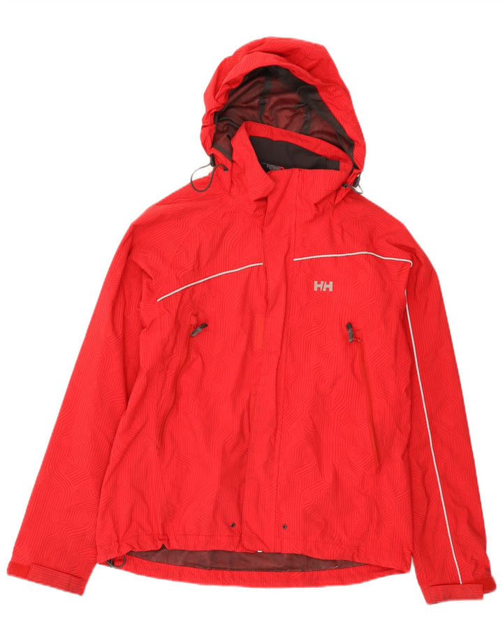 Helly Hansen Mens Hooded Rain Jacket UK 36 Small Red Polyamide