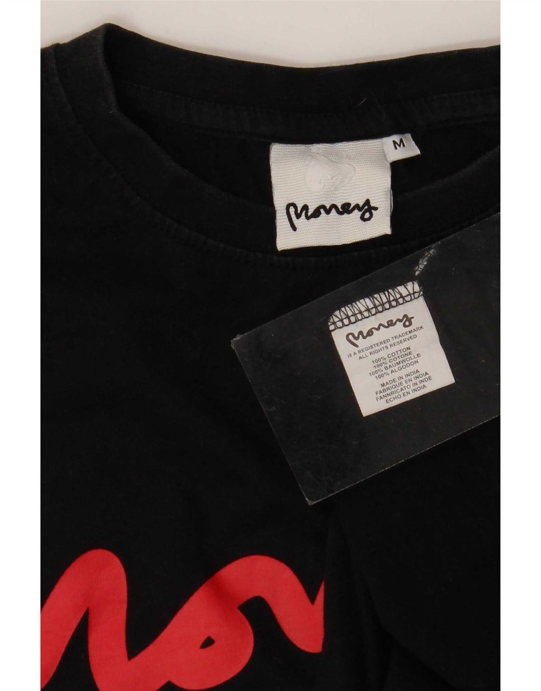 Money Mens Graphic T-Shirt Top Medium Black Cotton