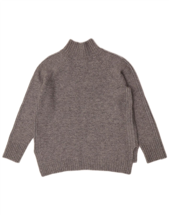Massimo Dutti Womens Turtle Neck Jumper Sweater UK 16 Large Grey Polyamide