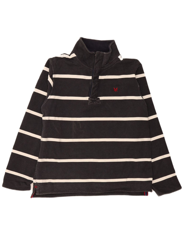Crew Clothing Sweat-shirt à col zippé pour homme en coton rayé noir