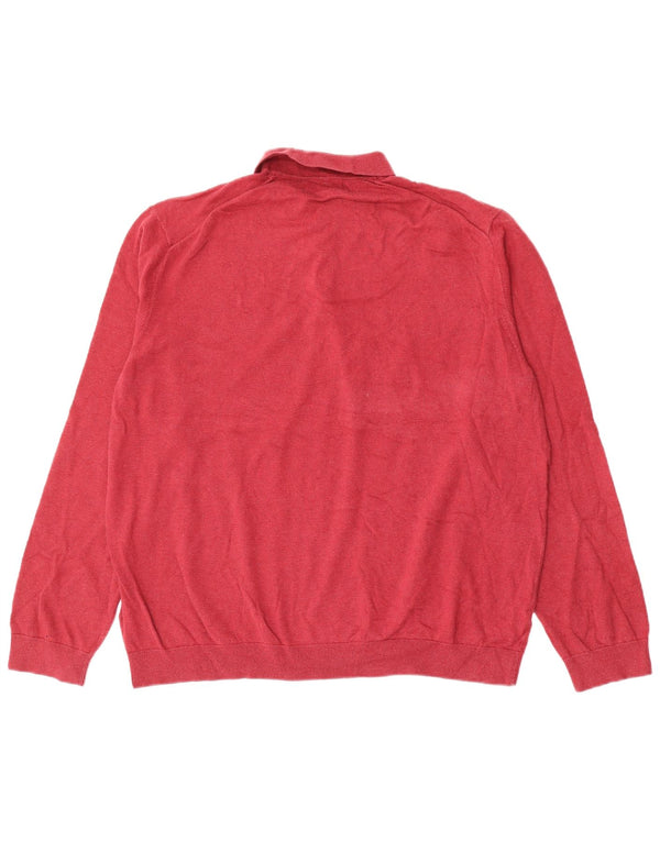 Marks & Spencer Pull à col polo pour homme XL Rouge Coton